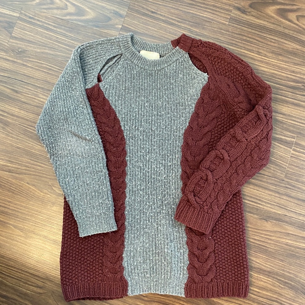 3.1 Phillip Lim Two Tone Knit Sweater w/cut out detail
